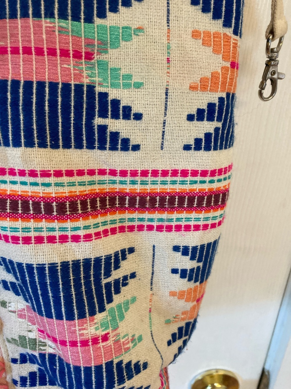 America & Beyond Boho Embroidered & Beaded  Tote Bag with Pom Pom Tassels - Picture 10 of 17
